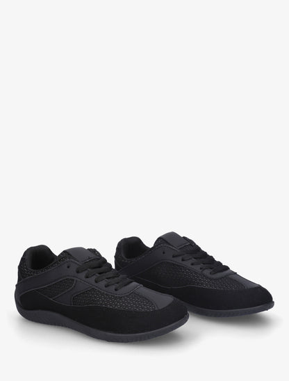 Sneakers en simili et toile - Noir - 4