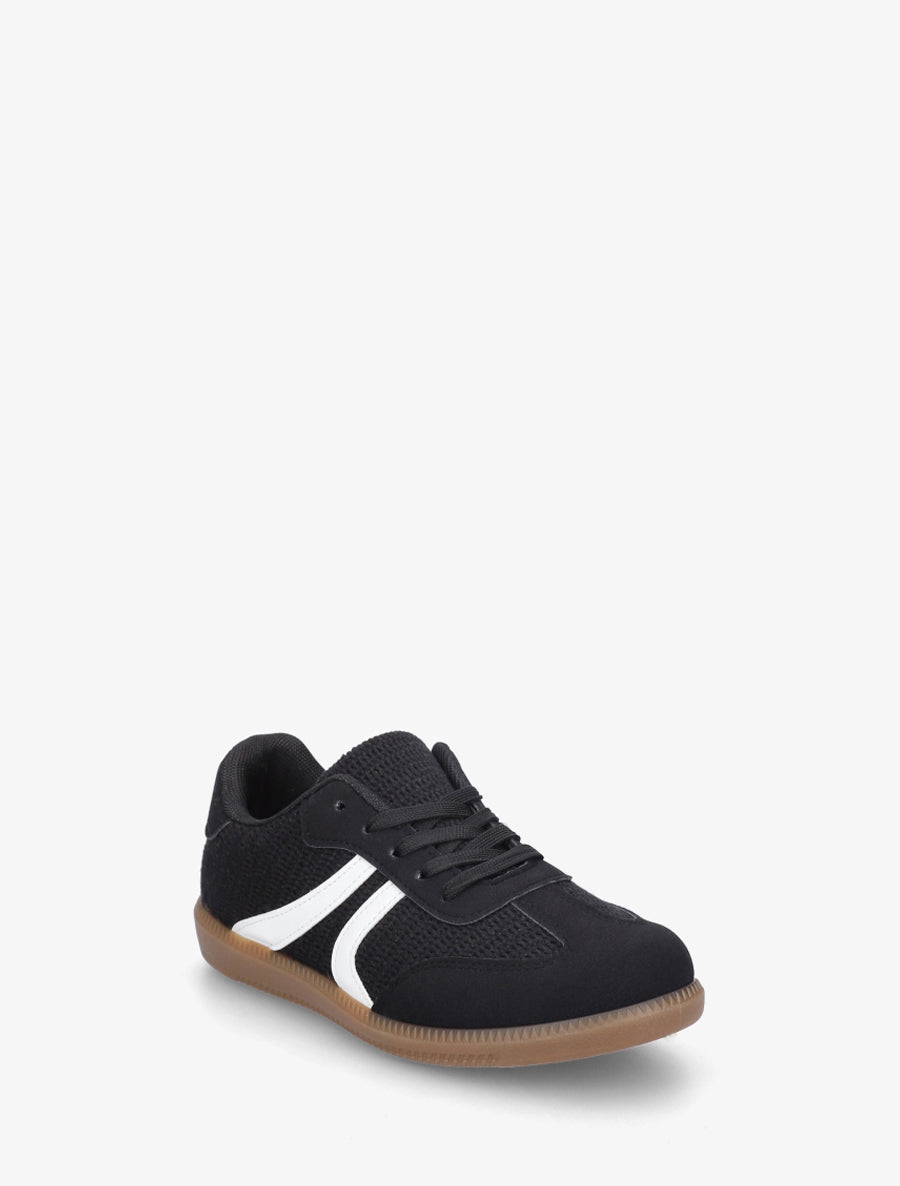 Sneakers bi-matière à semelle caoutchouc - Noir - 2