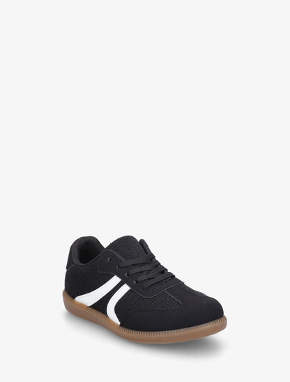 Sneakers bi-matière à semelle caoutchouc - Noir - 2