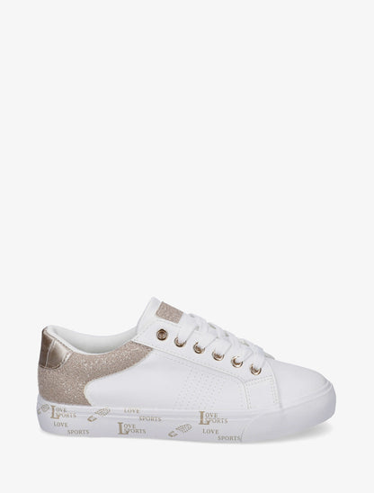 Sneakers unies à semelle floqué - Or - 1