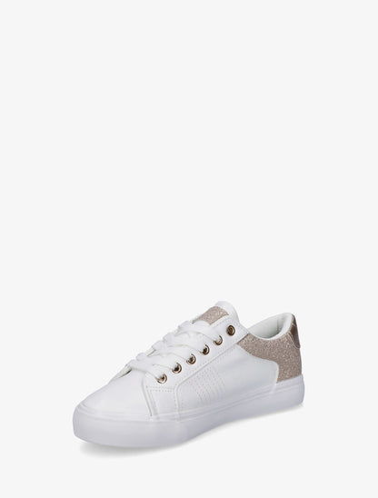 Sneakers unies à semelle floqué - Or - 3