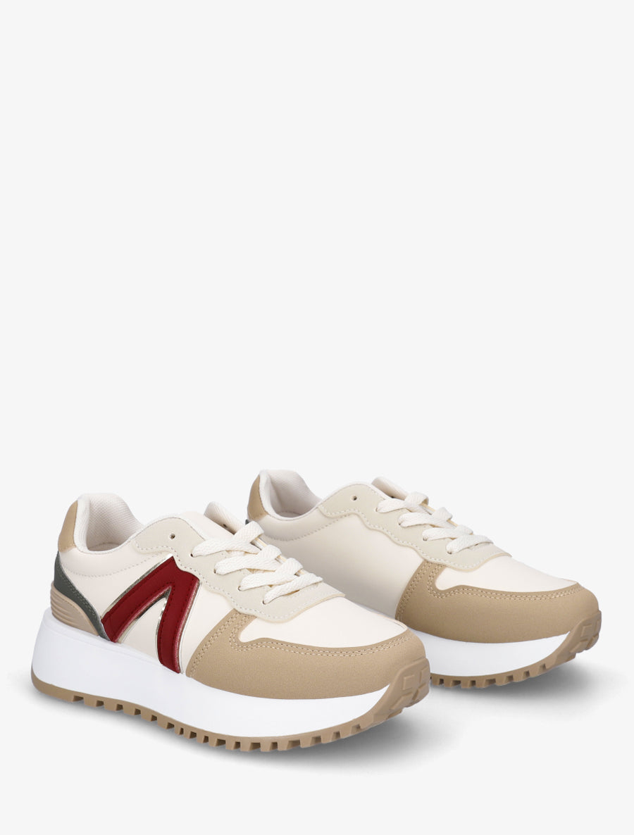 Baskets à empiècement graphique - Bordeaux - 4