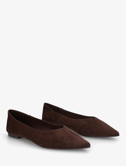 Ballerines en suédine à bouts pointus - Marron - 4