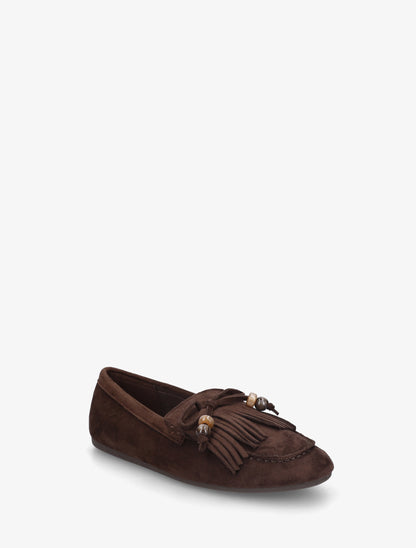 Mocassins en suédine à franges et perles - Marron - 2