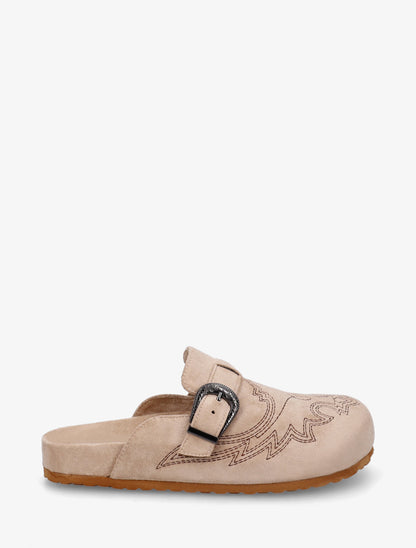 Mules à sangle en suédine - Taupe - 1