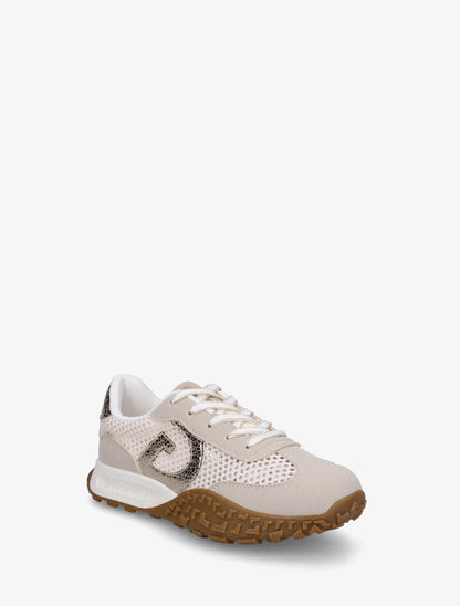 Baskets en suédine et maille ajourée - Beige - 2