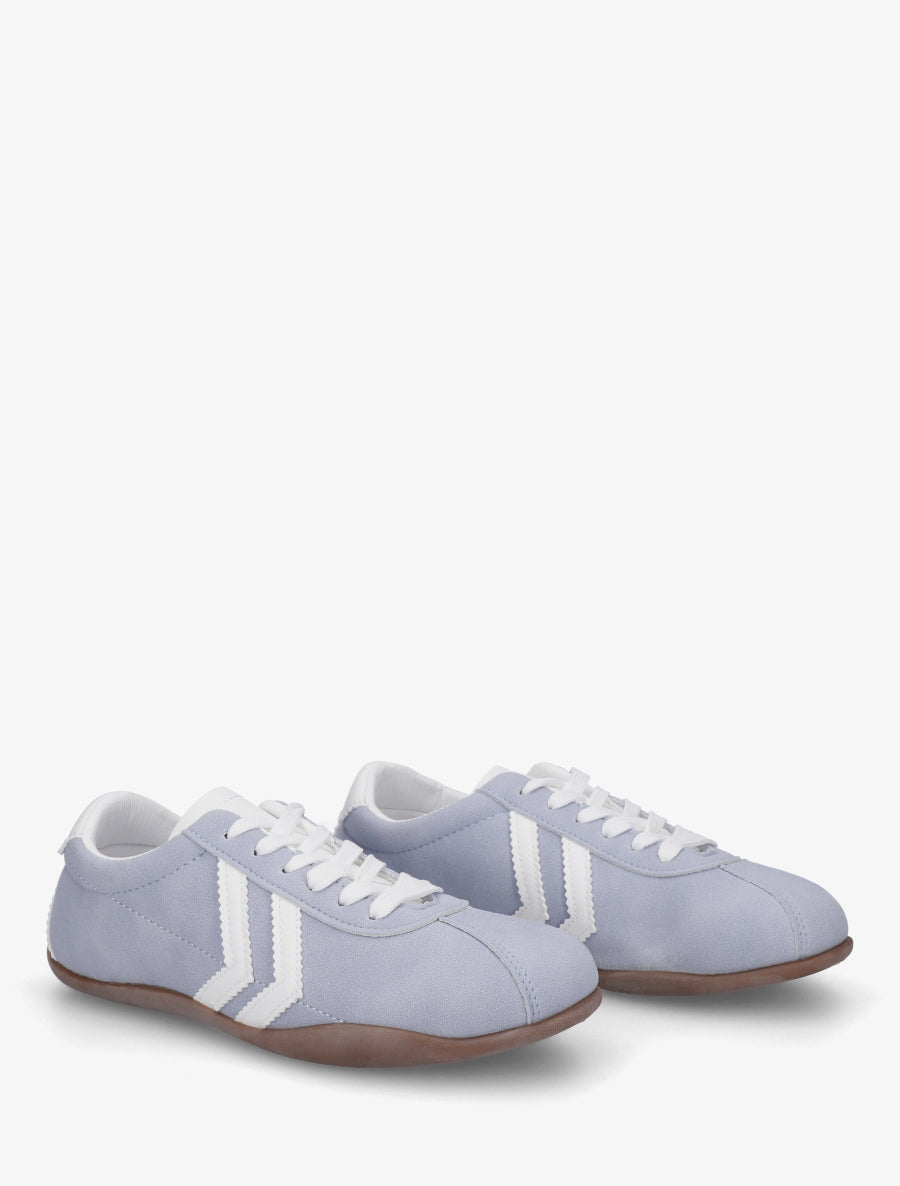 Baskets en suédine à bandes contrastantes - Bleu ciel - 4