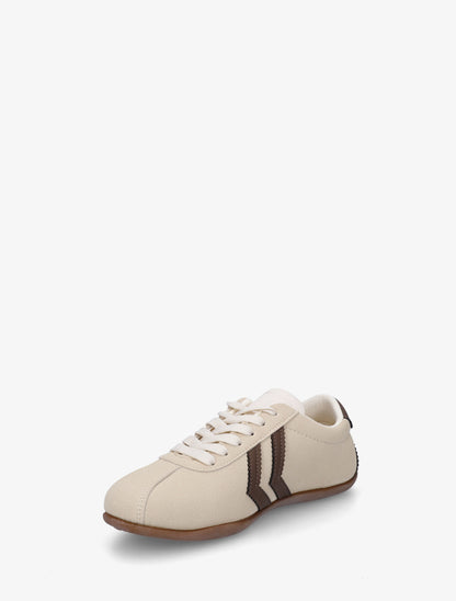 Baskets en suédine à bandes contrastantes - Beige - 3