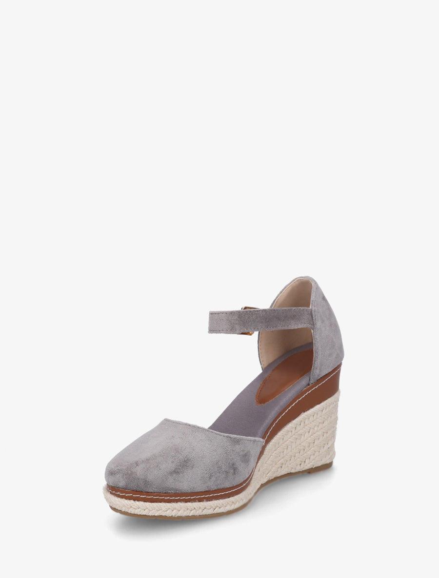Espadrilles compensées en suédine - Gris - 3