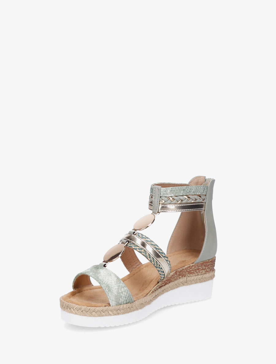 Sandales compensées à brides dépareillées - Vert - 3