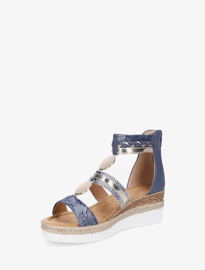 Sandales compensées à brides dépareillées - Bleu - 3