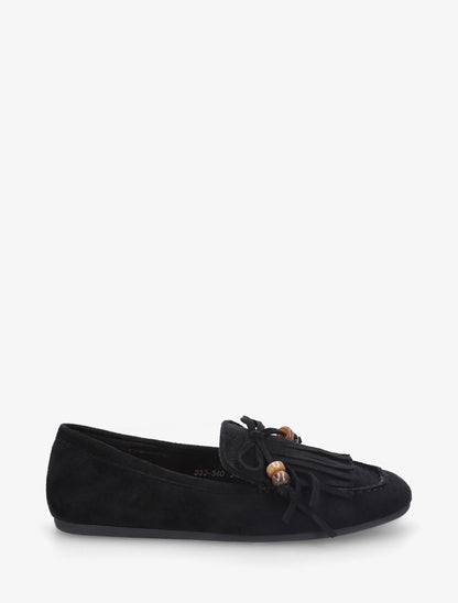 Mocassins frangés en suédine - Noir - 1
