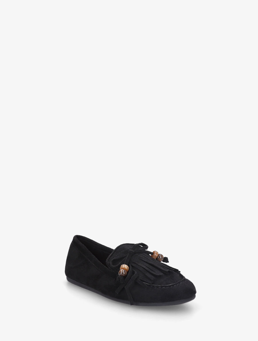 Mocassins frangés en suédine - Noir - 2