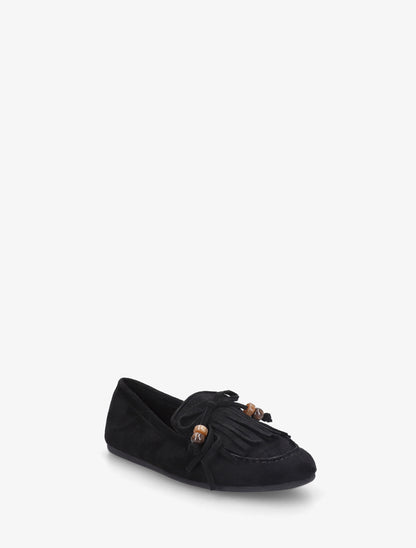 Mocassins frangés en suédine - Noir - 2
