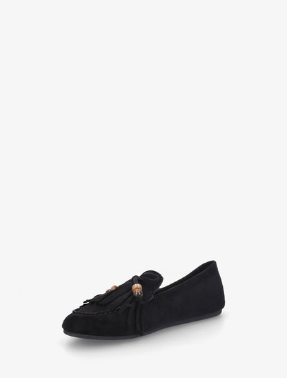 Mocassins frangés en suédine - Noir - 3