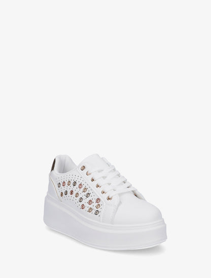 Baskets à semelle plateforme et oeillets - Or - 2