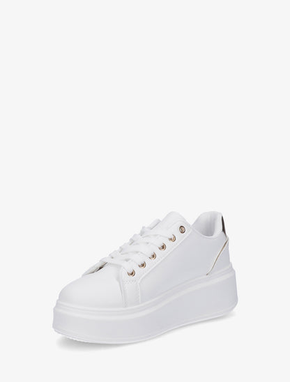 Baskets à semelle plateforme et oeillets - Or - 3