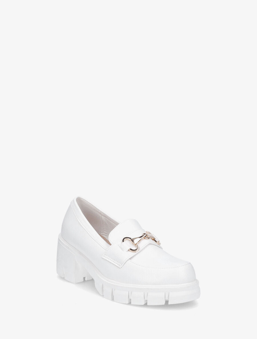 Mocassins chunky en simili - Blanc - 2