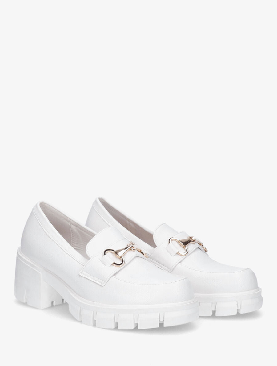 Mocassins chunky en simili - Blanc - 4