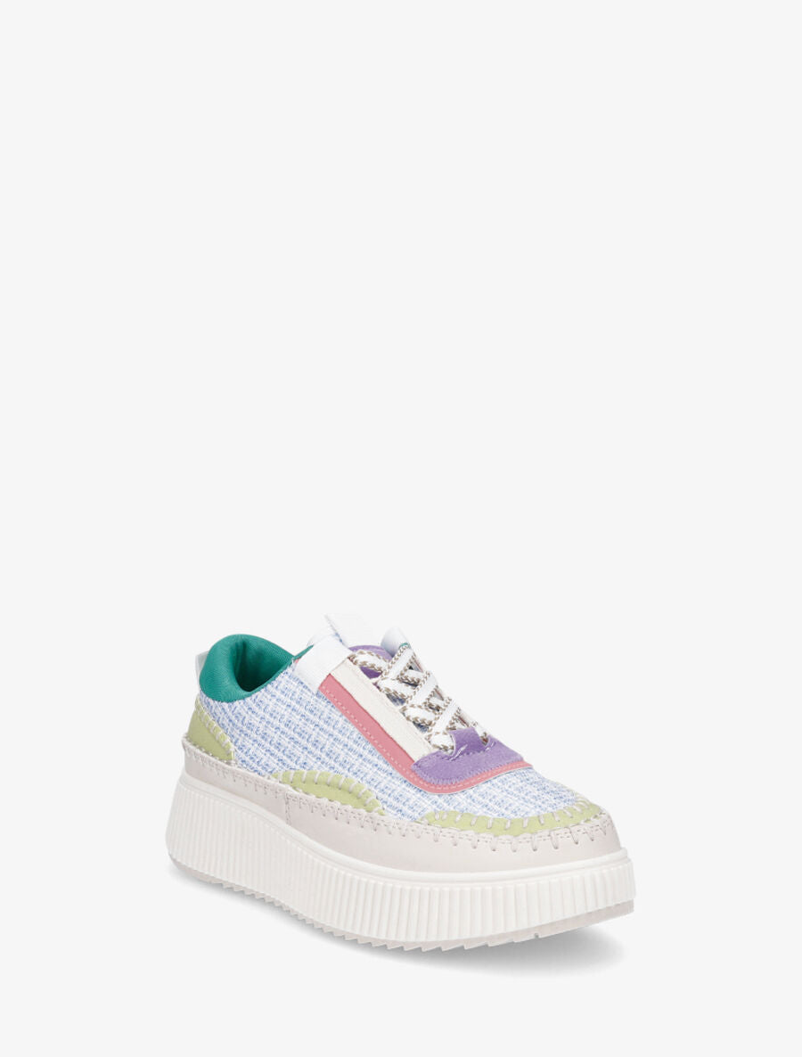 Sneakers à tissu et plaforme strié - Bleu - 2