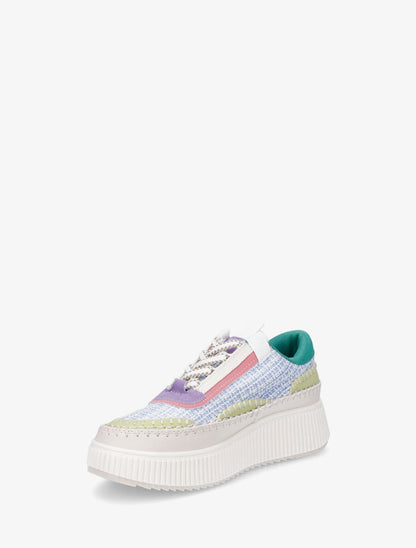 Sneakers à tissu et plaforme strié - Bleu - 3