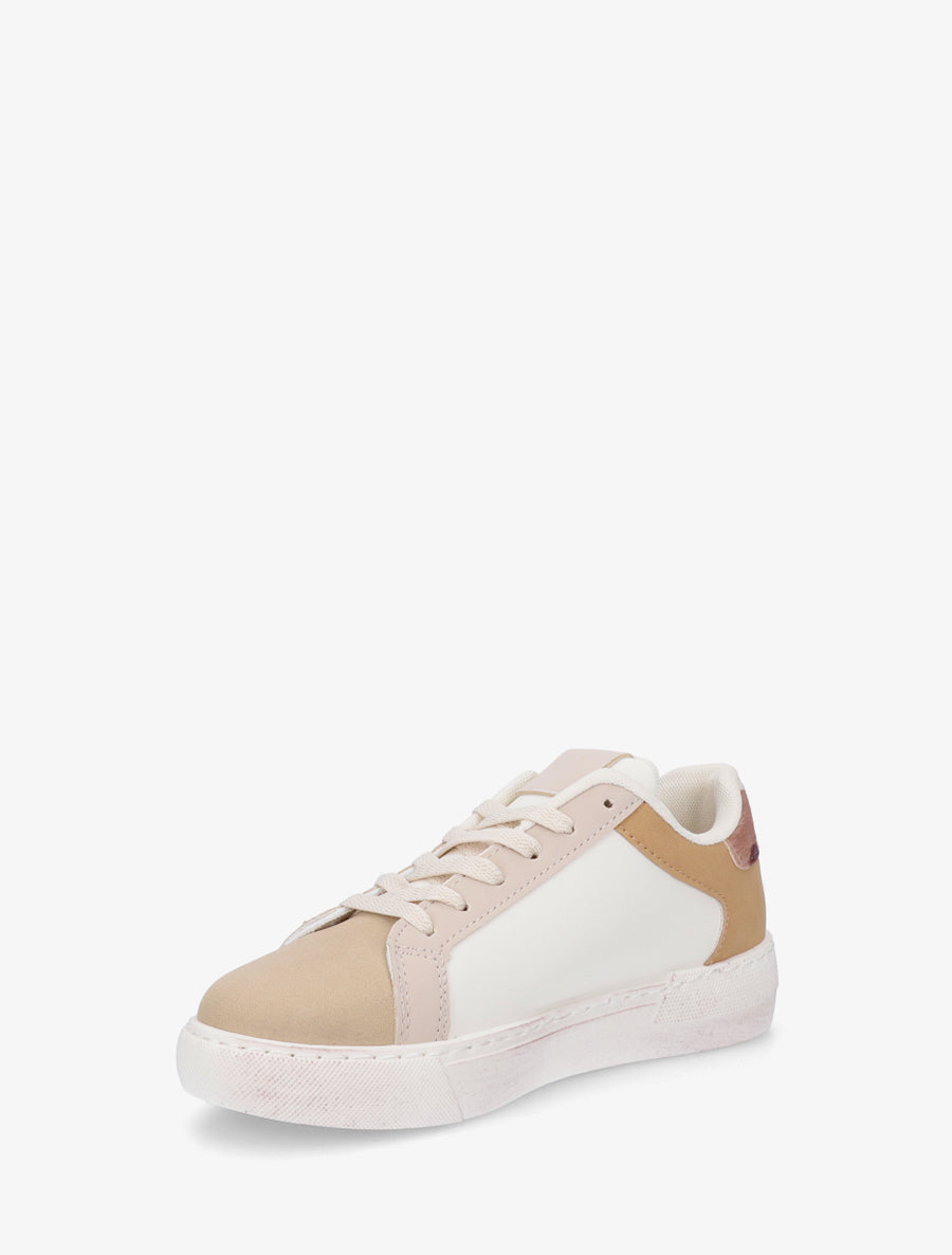 Sneakers en simili à motif étoile - Beige - 3