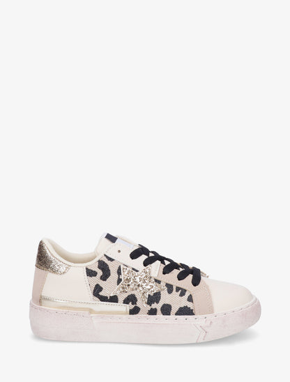 Baskets imprimé léopard à étoile pailletée - Noir - 1
