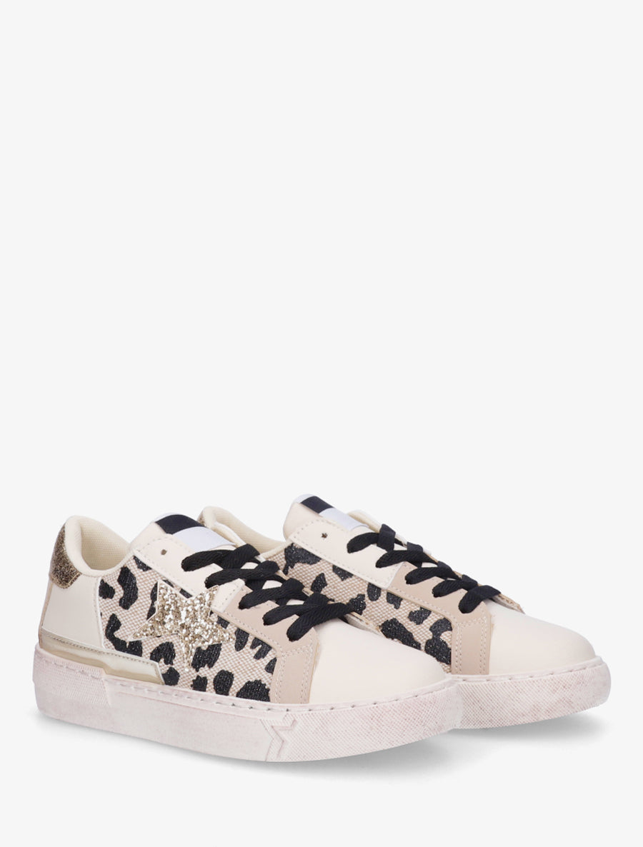 Baskets imprimé léopard à étoile pailletée - Noir - 4