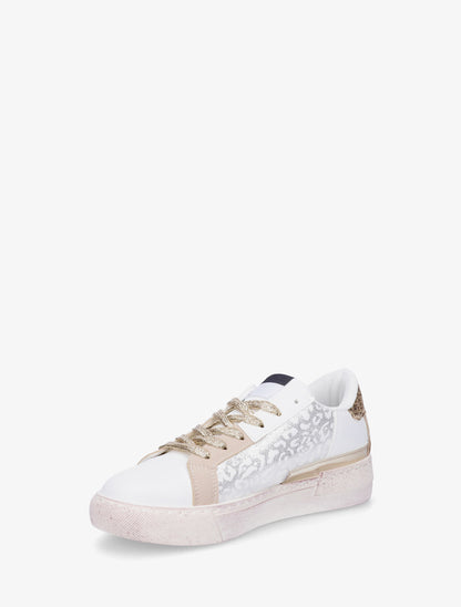 Baskets imprimé léopard irisé à paillettes - Beige - 3