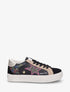 Sneakers floqués à semelle effet vintage - Noir - 1