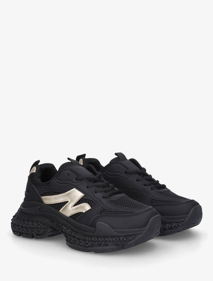 Baskets bi-matière à semelle texturée - Noir - 4