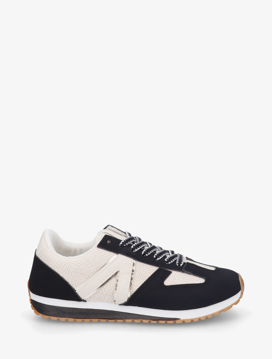 Baskets en toile tissée et simili - Noir - 1