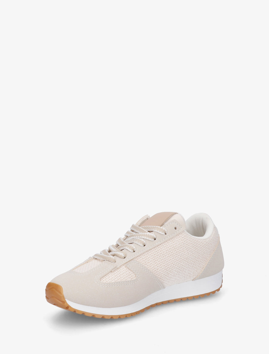 Baskets en toile tissée et simili - Beige - 3