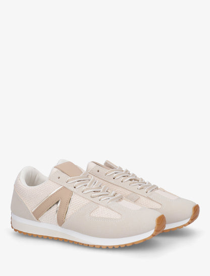 Baskets en toile tissée et simili - Beige - 4