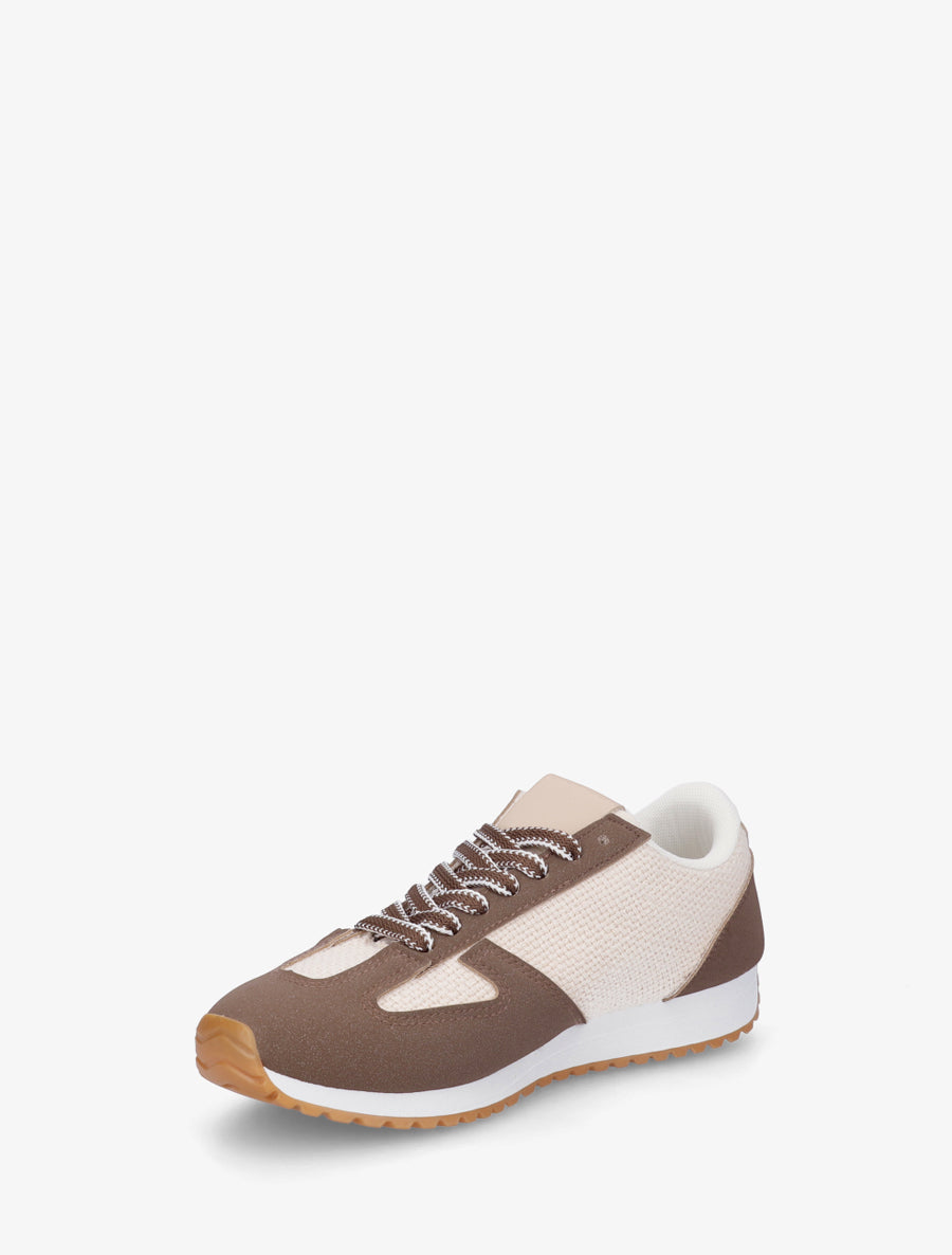 Baskets en toile tissée et simili - Marron - 3