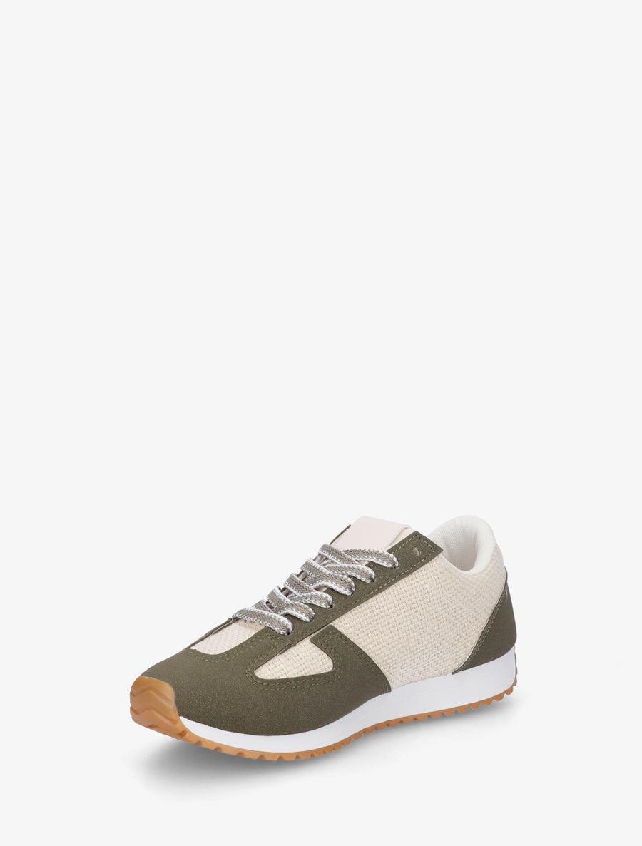 Baskets en toile tissée et simili - Kaki - 3