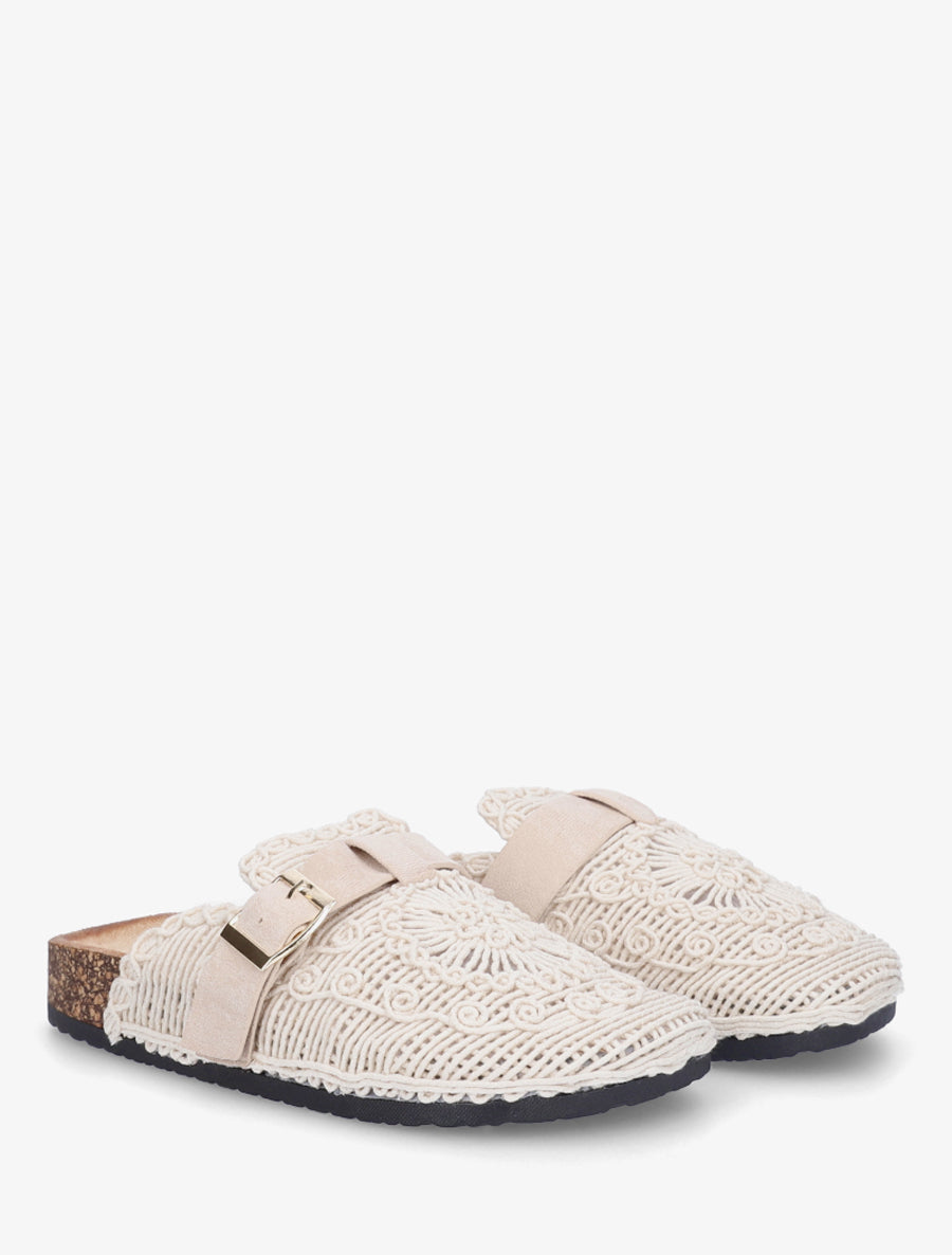 Mules fermées en macramé - Beige - 4