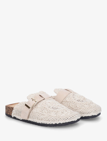 Mules fermées en macramé - Beige - 4