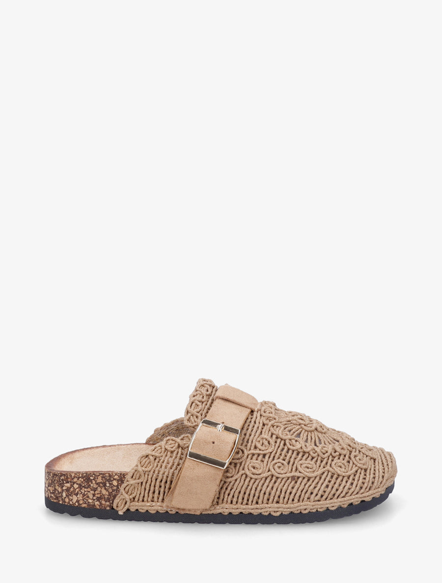 Mules fermées en macramé - Taupe - 1