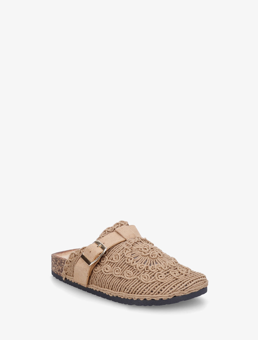 Mules fermées en macramé - Taupe - 2