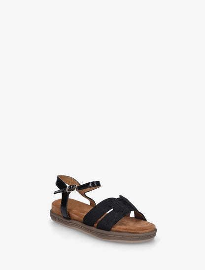 Sandales plates à bride en cordelettes - Noir - 2