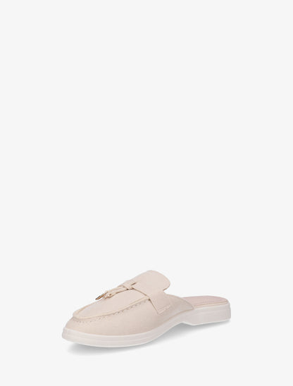 Claquettes à bout rond en suédine - Beige - 3