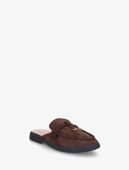 Claquettes à bout rond en suédine - Marron - 2