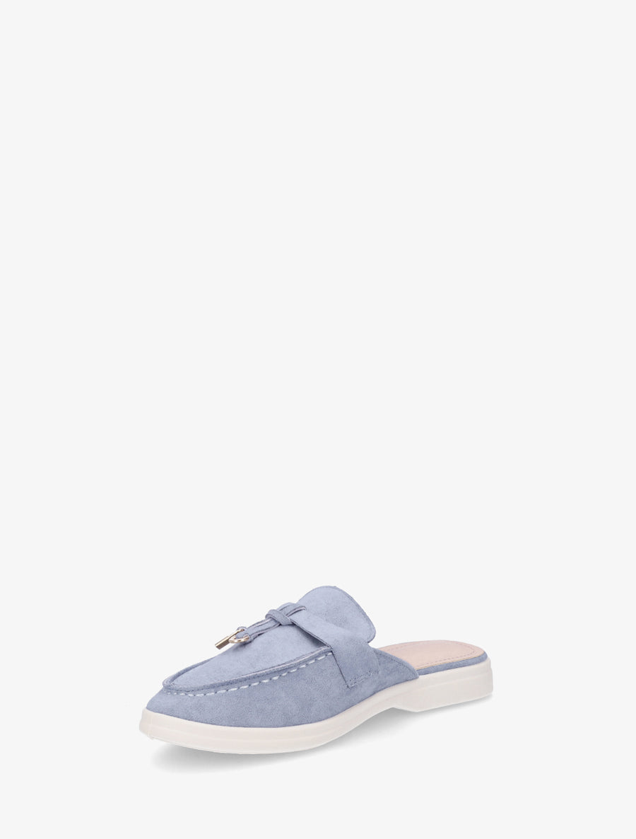 Claquettes à bout rond en suédine - Bleu - 3