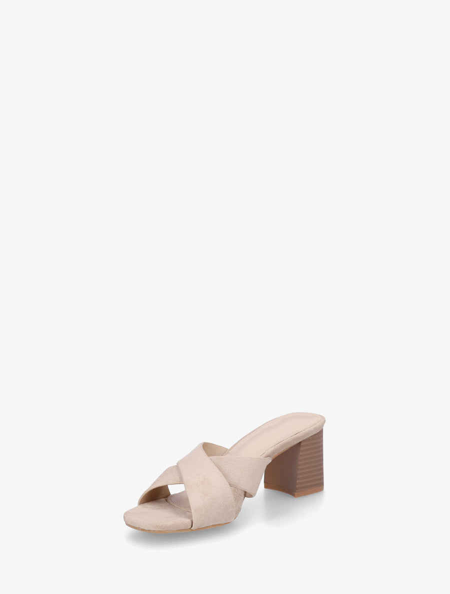 Mules croisées en suédine - Beige - 3