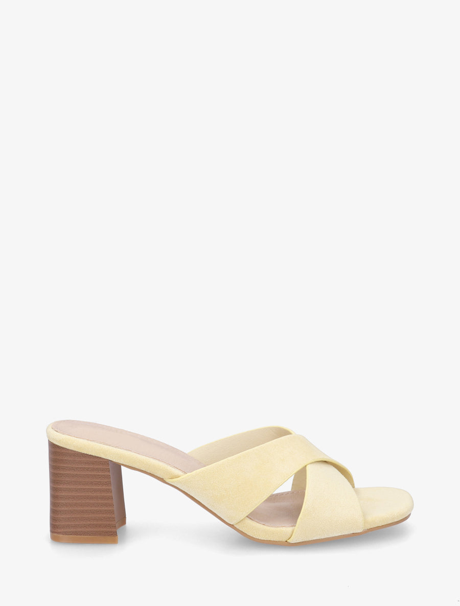 Mules croisées en suédine - Jaune - 1