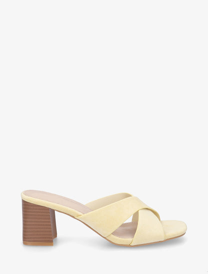 Mules croisées en suédine - Jaune - 1