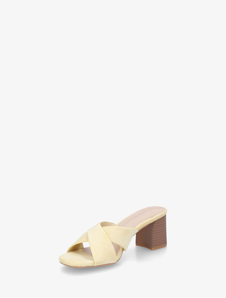 Mules croisées en suédine - Jaune - 3