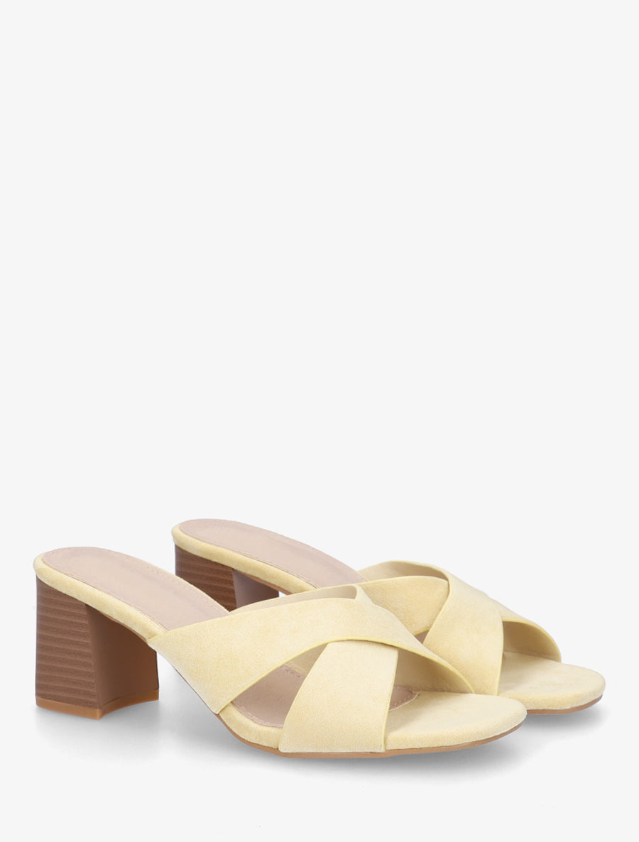 Mules croisées en suédine - Jaune - 4