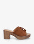Mules à talon effet bois et empiècement pierres - Camel - 1